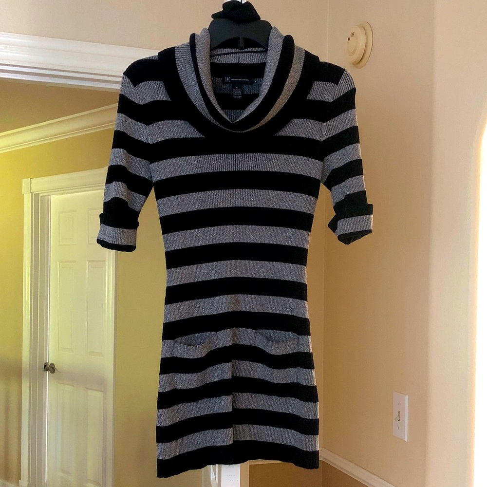 INC International Concepts Metallic Black and Gray Knit Top